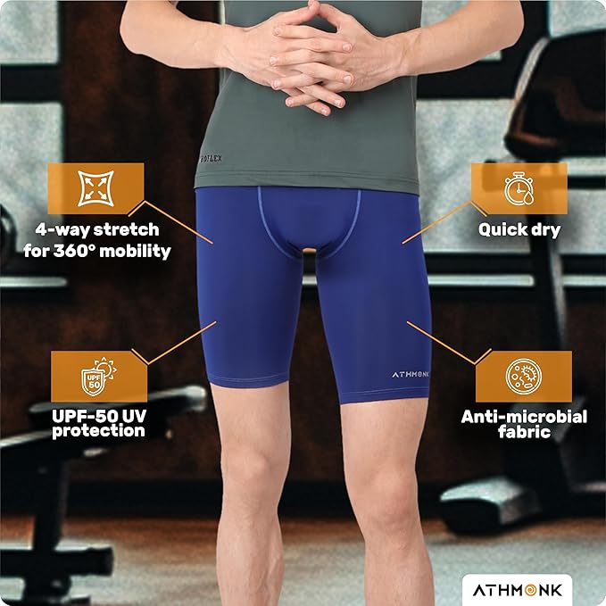 Athmonk 4-Way Lycra Compression Shorts for Men